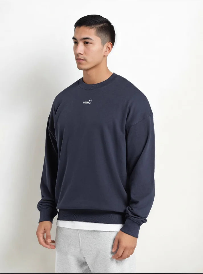 Buy Grind Oversized Gym Sweatshirt Online Navy Rad Owl