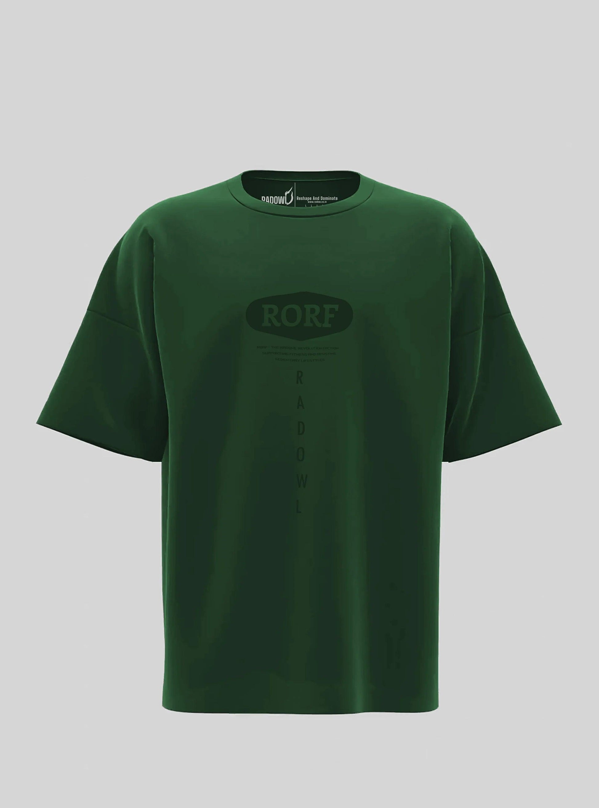 Comfortable and breathable RORF Hunter Green drop shoulder t-shirt – a top choice for athletic wear and gym clothing.