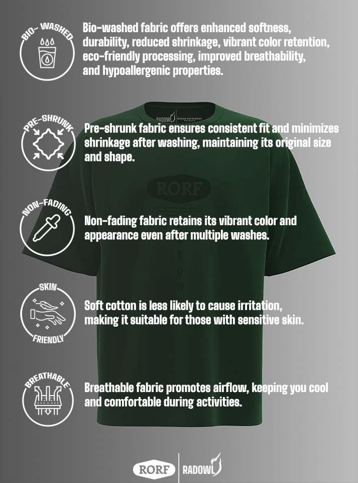 Radowl RORF Hunter Green gym t shirt with relaxed fit – perfect for those seeking the best oversized gym tshirt for ment