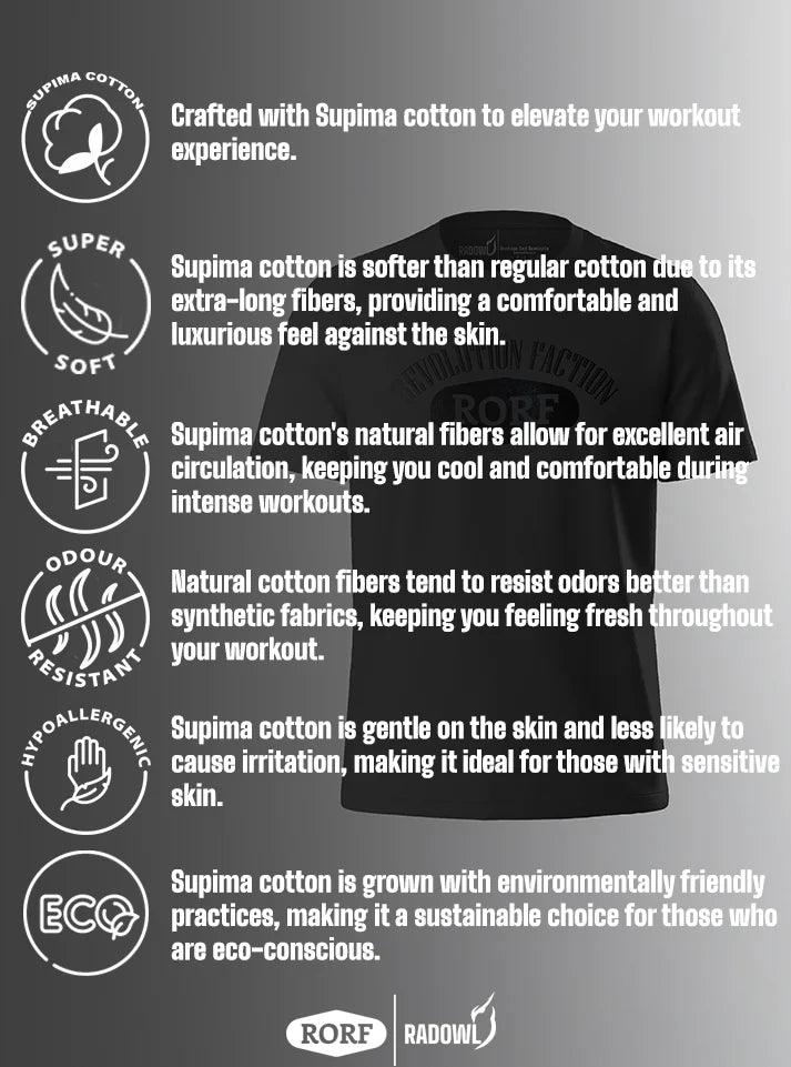 Men’s black slim-fit gym t-shirt with subtle RORF logo, combining style and function for optimal exercise apparel