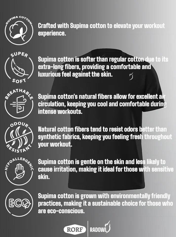 Athletic wear for men, Radowl Black Emblem gym tshirt for man in black, featuring a slim fit and Radowl emblem, perfect for gym and casual wear. Best gym wear brand