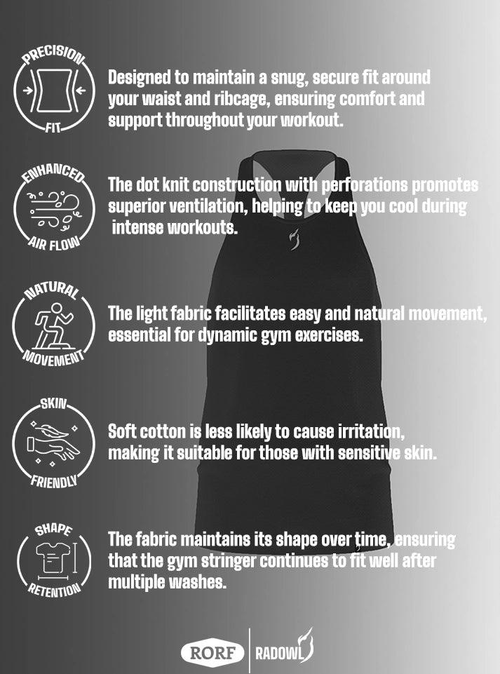 Black tank top for guys - Radowl Gym wear | Stringer Gym Vest, offering superior airflow and style for fitness enthusiasts and bodybuilders.