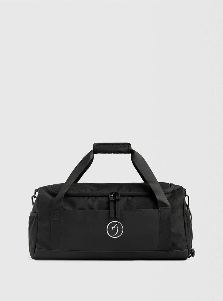 Close-up of the Radowl Logo Embroidery Patch - White embroidered logo on a black round patch, perfect for personalizing and enhancing gym or workout bags buy at radowl best gym wear brand in india