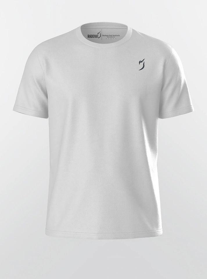 Radowl White Slim fit Tshirt for Gym - Top Exercise Apparel for Men, Featuring a Subtle Chest Emblem
