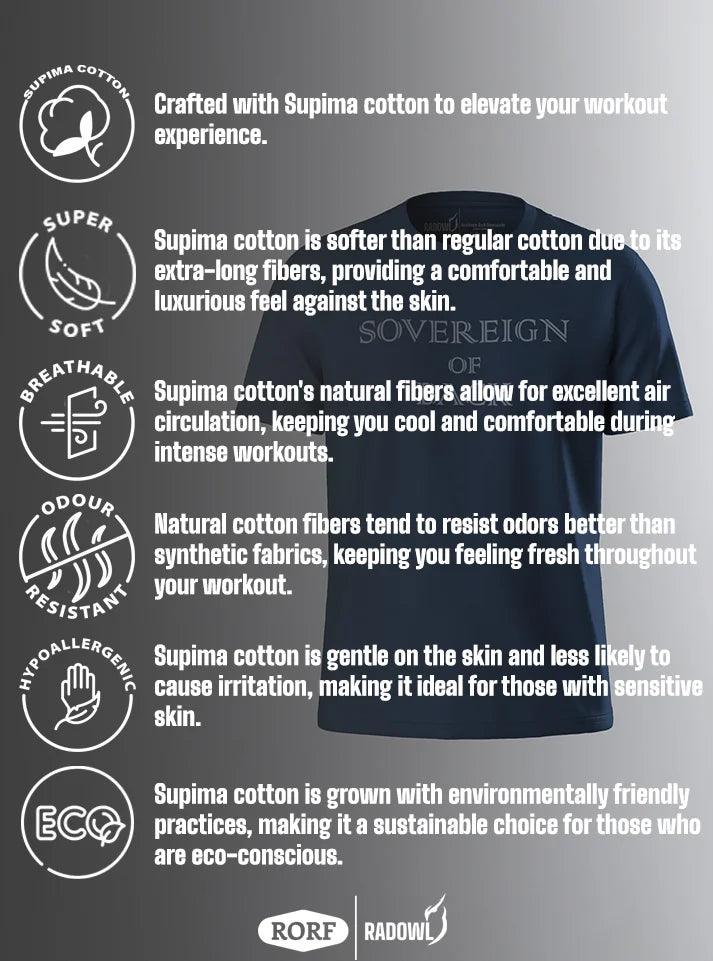 Feature view of the best gym t-shirt for men, the Sovereign Of Back t-shirt in navy, offering optimal fit and style for gym enthusiasts and athletes.