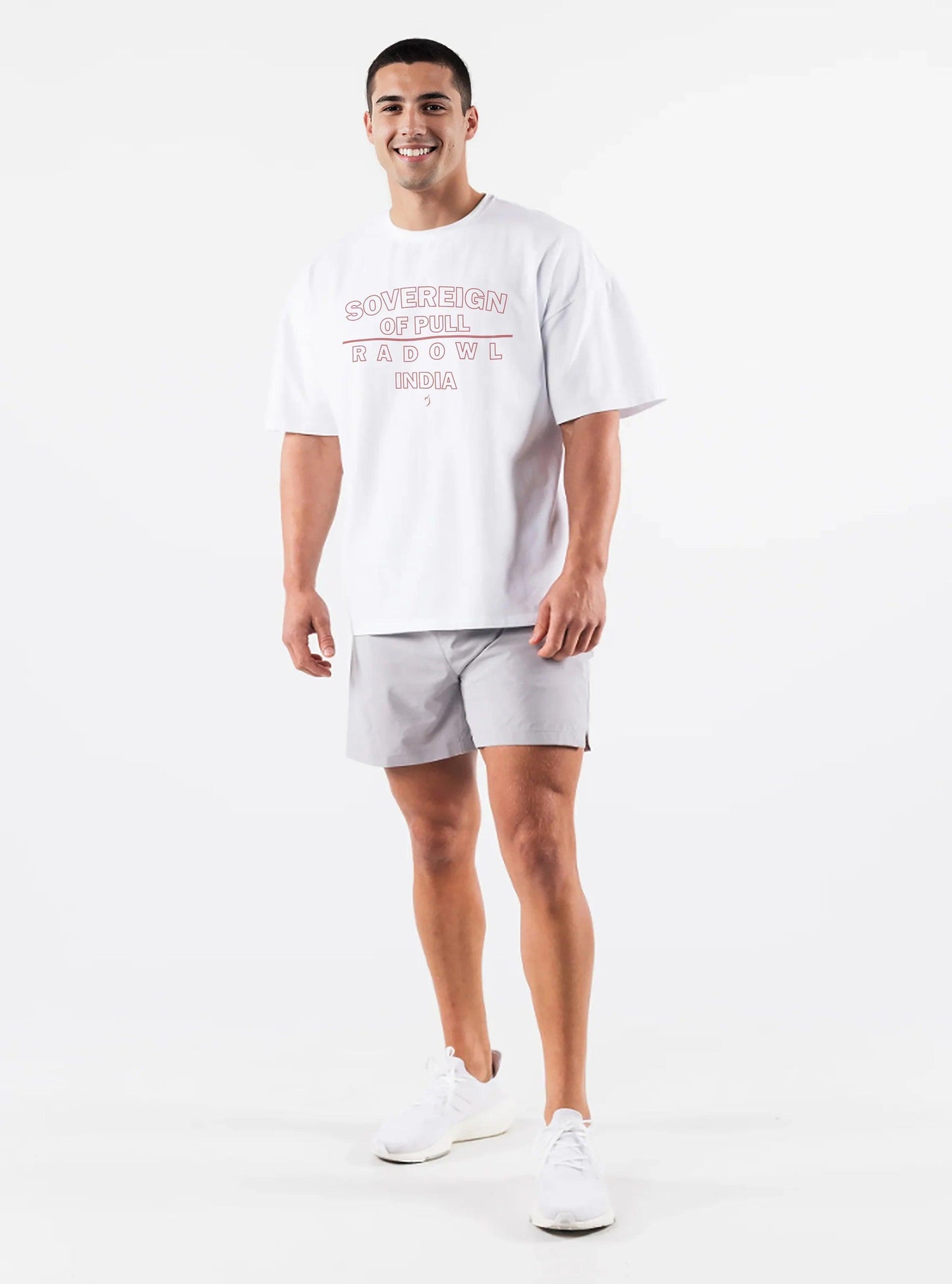 Oversized Gym Tshirt for Men | Sovereign Of Pull White Drop Shoulder T Shirt | Fitness Clothing for Men | Comfortable Gym Wear