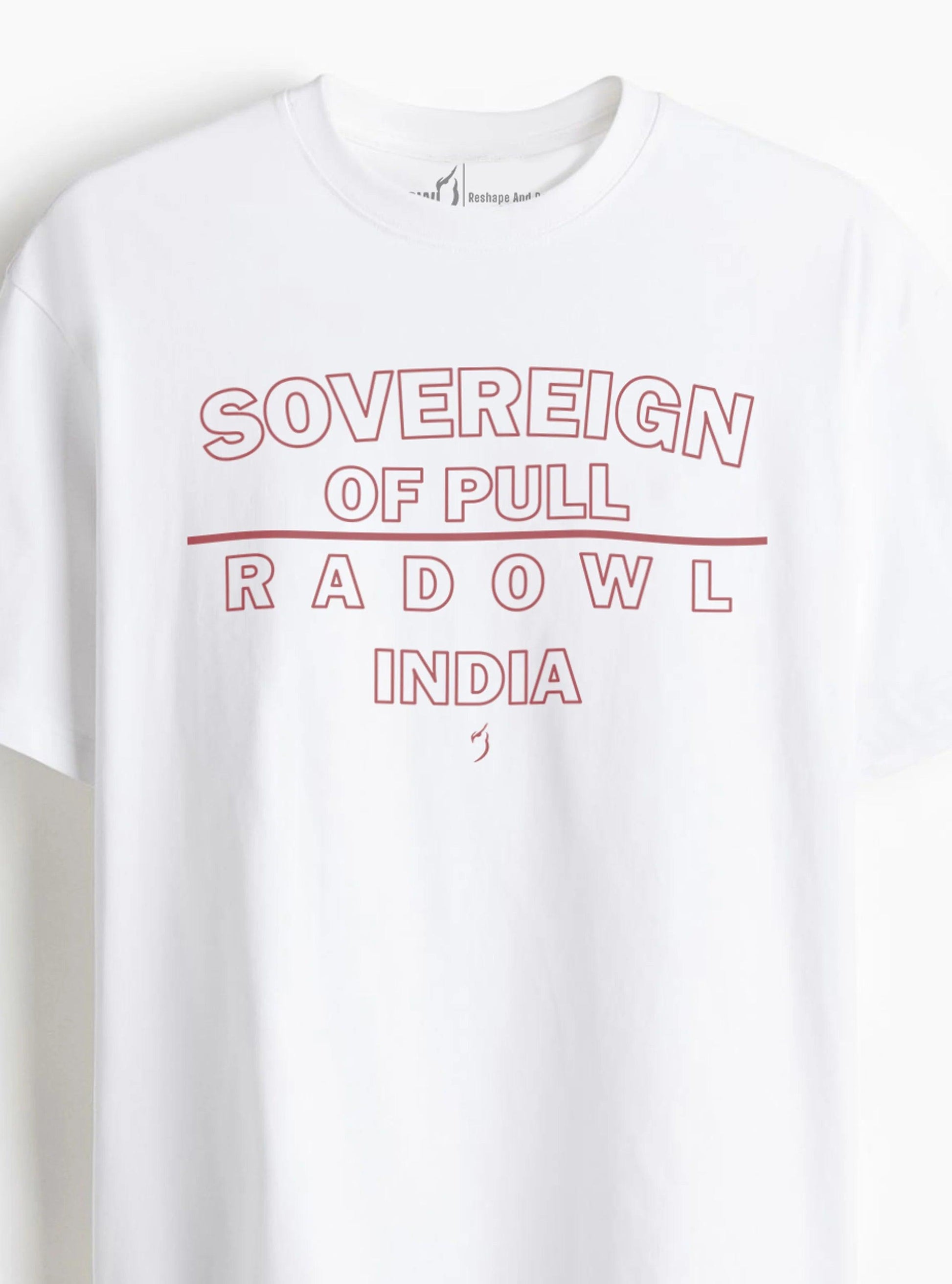 Fitness Tops for Men | Sovereign Of Pull White Oversized Gym T-Shirt | Gym Clothing Apparel | Bio-Washed Cotton T-Shirt