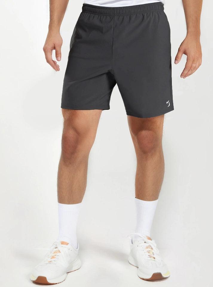 Charcoal grey FlexFit Gym Shorts for men | running shorts for men, ideal for running and gym sessions, with a sleek design and moisture-wicking fabric buy now from radowl a perfect gym wear brand.