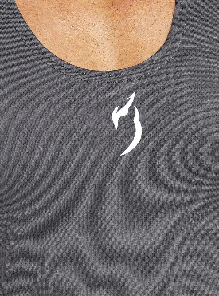Men sleeveless gym vest in grey with the Radowl logo, skin-friendly design for ultimate comfort.