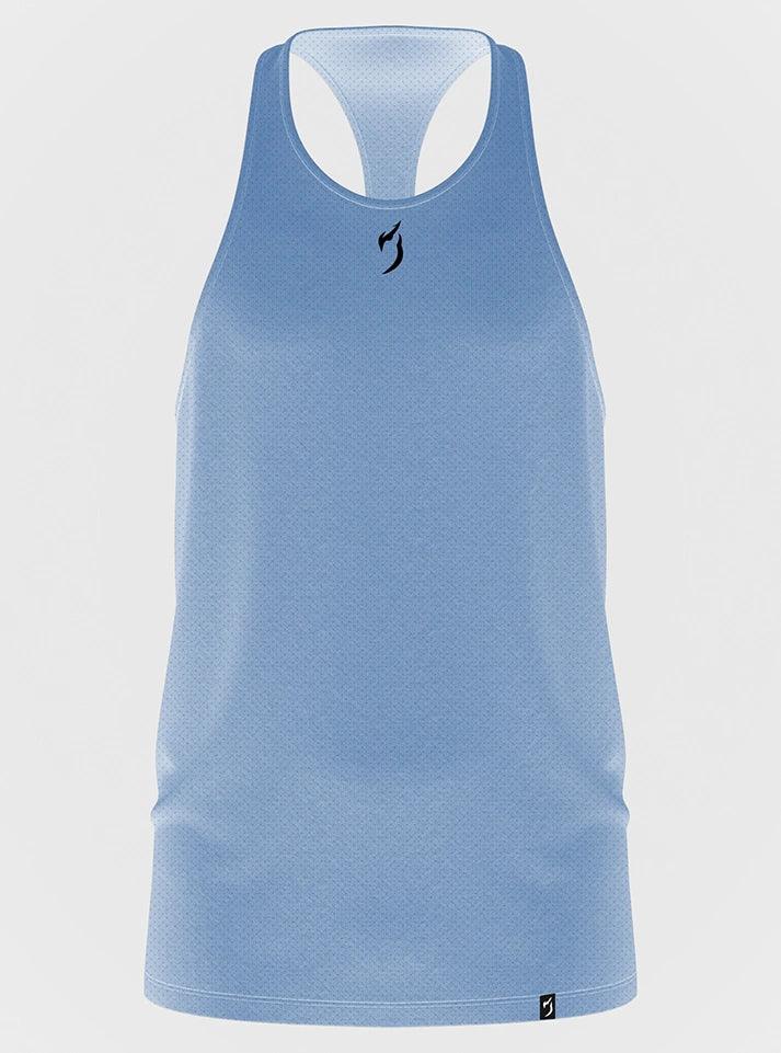 Radowl Emblem Gym Vest in ice blue, featuring natural movement and soft cotton fabric.