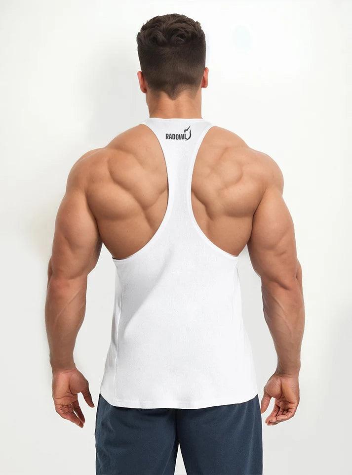 Buy White Emblem Stringer Gym Vest For Men Online Radowl Rad Owl