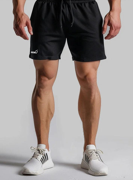 Radowl GymFlex Black | gym Shorts for men, showcasing flexibility and quick-dry fabric with Radowl logo on left leg a perfect gym trunks for training at gym from radowl gym wear brand