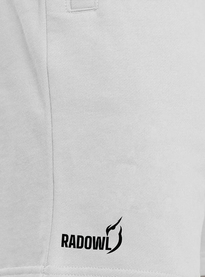 Radowl GymFlex Shorts white for men, ideal for training, jogging, and sports, offering comfort and style buy now at radowl.co.in abest gym wear brand in india