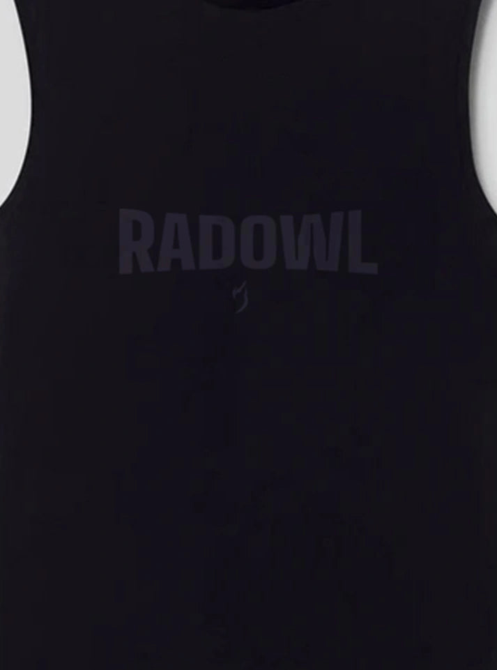Radowl Impact Gym Vest in black, sleeveless design perfect for workouts and casual wear.