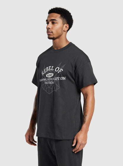 Mens Gym Wear - Rebel Of RORF Oversized Tshirt, aesthetic t-shirt for gym, featuring RORF logo and bio-washed cotton fabric