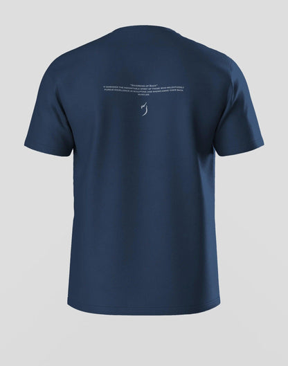 Back view of the athletic wear t-shirt, emphasizing the slim-fit design and comfort, perfect for men’s gym outfits and bodybuilding sessions.