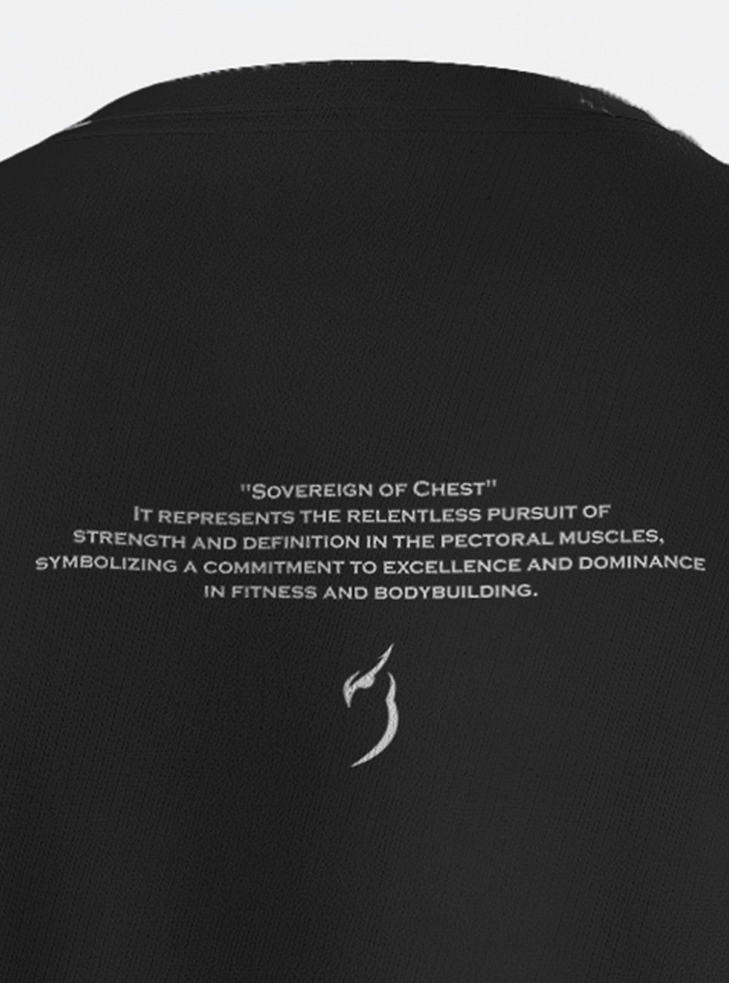 Close-up of the back of the Sovereign Of Chest Black T-Shirt, showing the slim fit and comfortable design, perfect for gym clothing for guys.