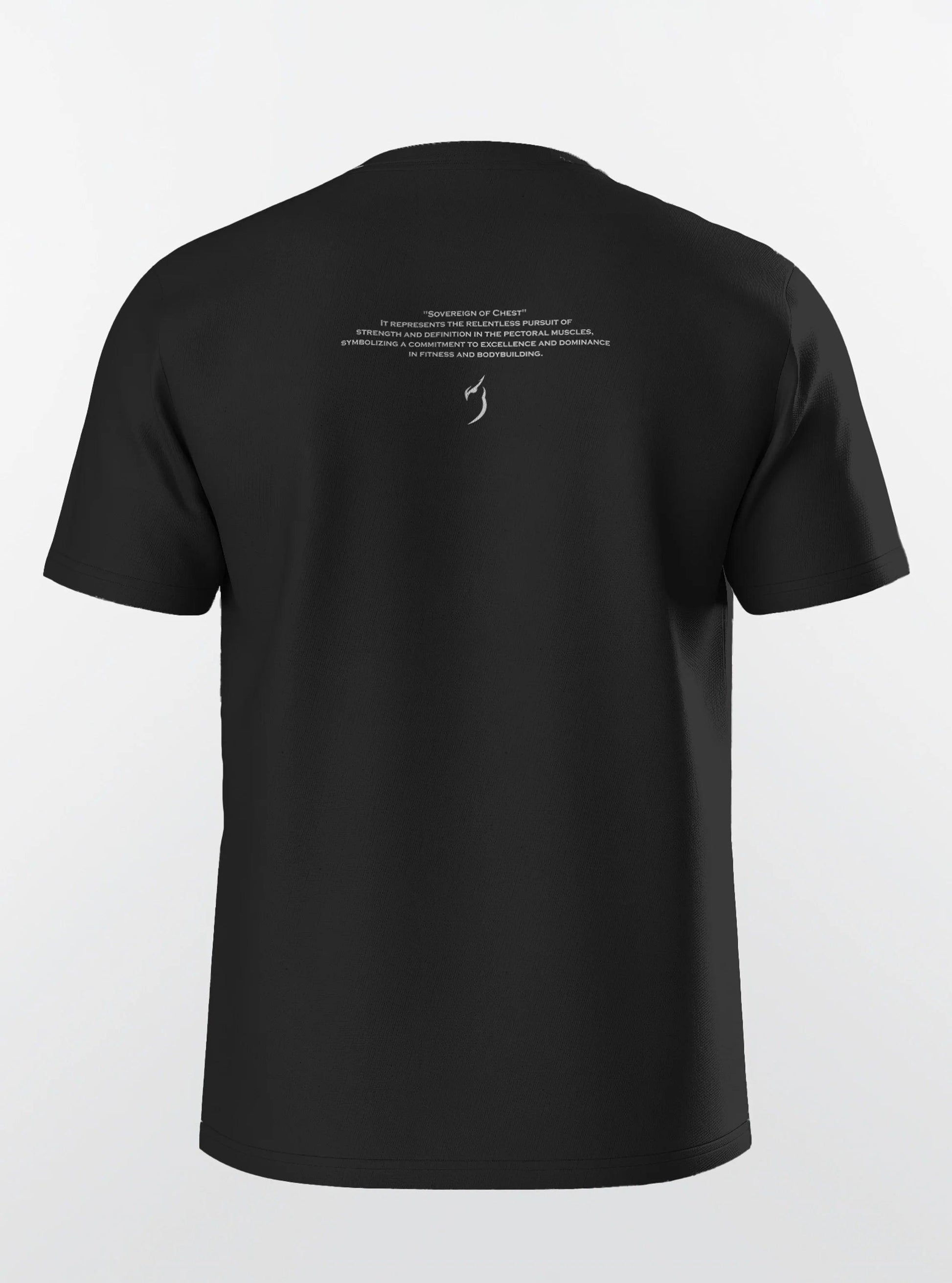 Full back view of the Sovereign Of Chest Black T-Shirt, highlighting the slim-fit design and superior quality of this gym wear t-shirt for men