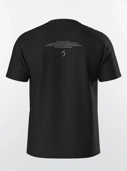 Full back view of the Sovereign Of Chest Black T-Shirt, highlighting the slim-fit design and superior quality of this gym wear t-shirt for men