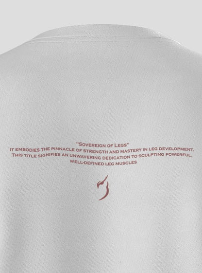 Detailed view of the back of Sovereign Of Leg White T-Shirt, highlighting the slim fit and premium fabric. Essential for those serious about their gym workout, blending style with functionality.