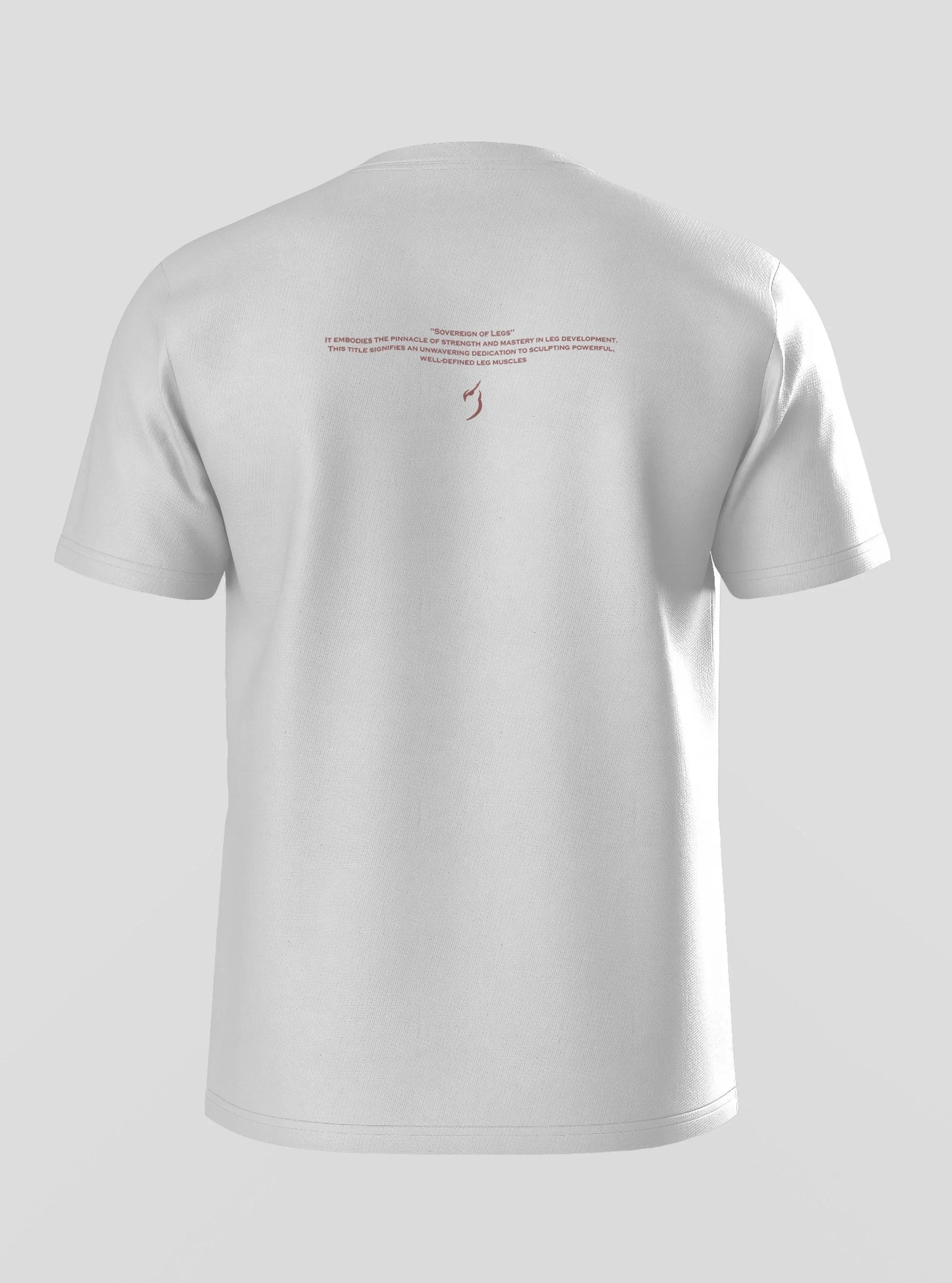 Full back view of Sovereign Of Leg White T-Shirt, designed for gym enthusiasts. The slim fit and durable fabric make it a top choice for fitness clothes for men and workout apparel men