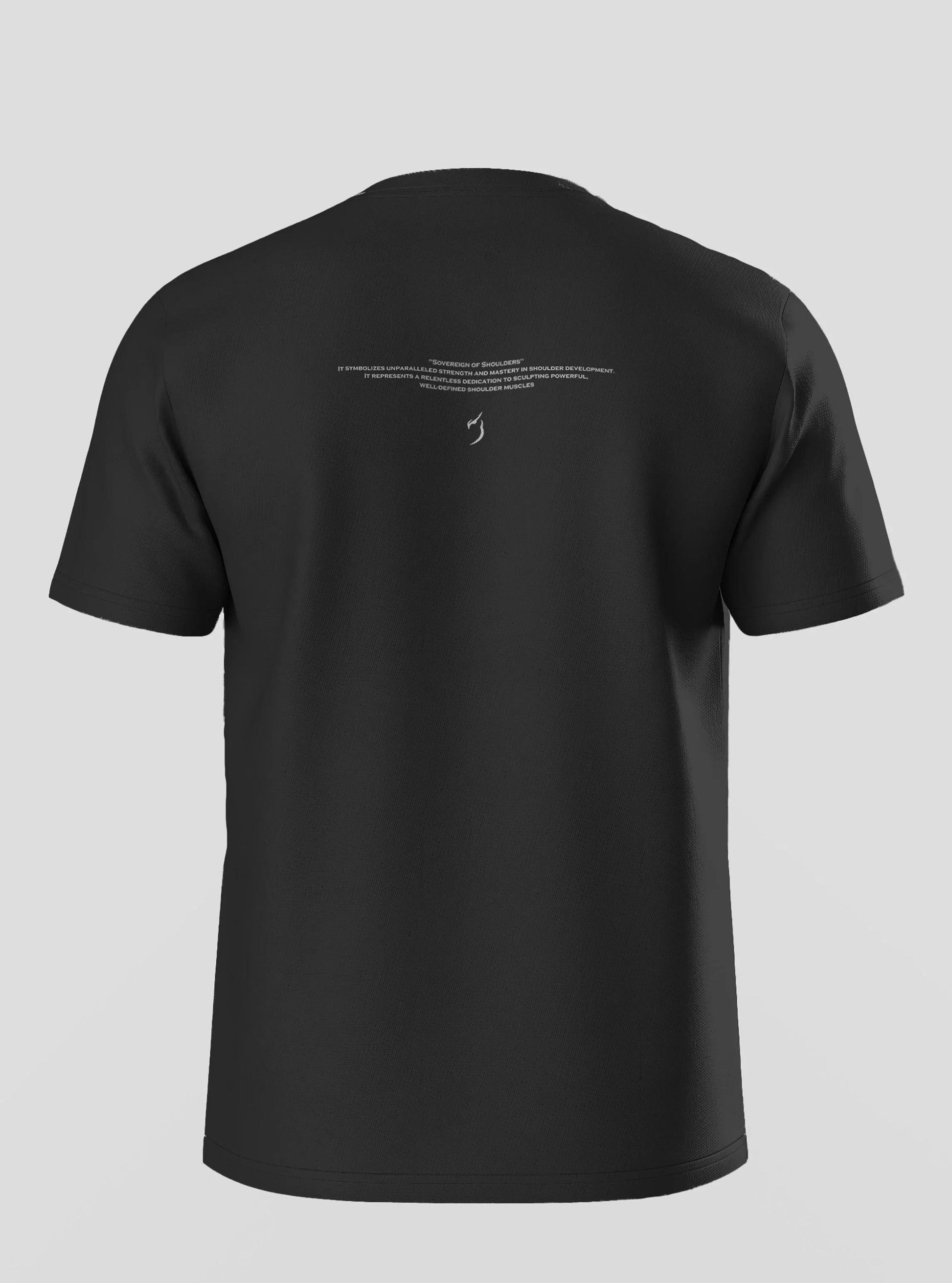 Full back view of black gym shirt for men, showcasing the athletic fit and comfort for high-intensity workouts.