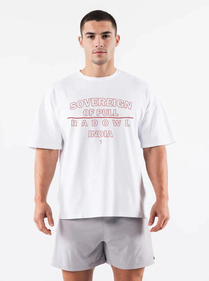 Sovereign Of Pull White gym Oversized Tshirt for Men | Perfect for Gym Training | Men's Oversized Gym T-Shirt | Bio-Washed Cotton | Athletic Wear Clothing